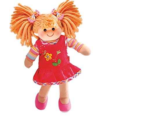 Heless 300 - Stoffpuppe Mädchen Nele mit feschem Kordkleid und Ringelshirt, ca. 22 cm große Weichpuppe zum Kuscheln, Spielen und Liebhaben von Heless
