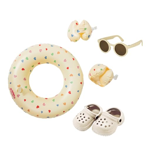 Heless 50550 - Puppen-Schwimmset in Beige Herz Konfetti, mit Schwimmring, Schwimmflügeln, Clogs und Sonnenbrille, für Puppen und Kuscheltiere der Größe 35-45 cm Heless 50550 - Puppen-Schwimmset in Beige Herz Konfetti, mit Schwimmring, Schwimmflügeln, Clogs und Sonnenbrille, für Puppen und Kuscheltiere der Größe 35-45 cm von Heless