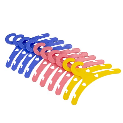 Heless 50778 - Bunte Puppenkleiderbügel, 10 Stück, ca. 18 x 8 cm, Zubehör für den Puppenkleiderschrank von Heless