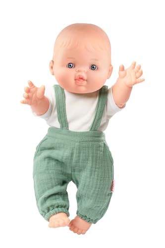Heless 54021 - Jungen Babypuppe Gordi von Paola Reina, mit Musselin-Latzhose in Salbeigrün und einem weißen Shirt, aus Bio-Baumwolle, eine Puppe der Größe 34 cm Heless 54021 - Jungen Babypuppe Gordi von Paola Reina, mit Musselin-Latzhose in Salbeigrün und einem weißen Shirt, aus Bio-Baumwolle, eine Puppe der Größe 34 cm von Heless
