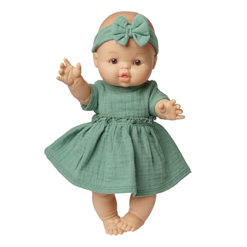 Heless 54022 - Mädchen Babypuppe Gordi von Paola Reina, mit Musselin-Kleid in Salbeigrün und passendem Haarband, 100 Prozent Bio-Baumwolle, Puppe in der Größe 34 cm Heless 54022 - Mädchen Babypuppe Gordi von Paola Reina, mit Musselin-Kleid in Salbeigrün und passendem Haarband, 100 Prozent Bio-Baumwolle, Puppe in der Größe 34 cm von Heless