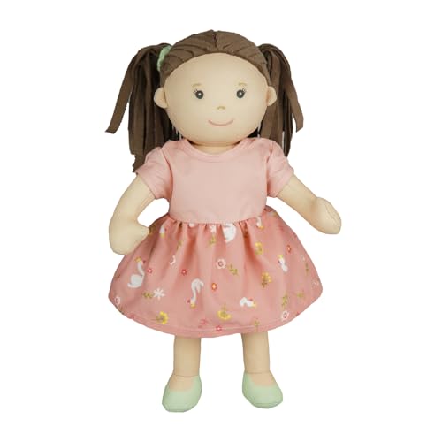 Heless 56 - Stoffpuppe Mädchen Lucie mit rosa Kleid zum An- und Ausziehen, Circa 32 cm große Weichpuppe zum Kuscheln, Spielen und Liebhaben von Heless