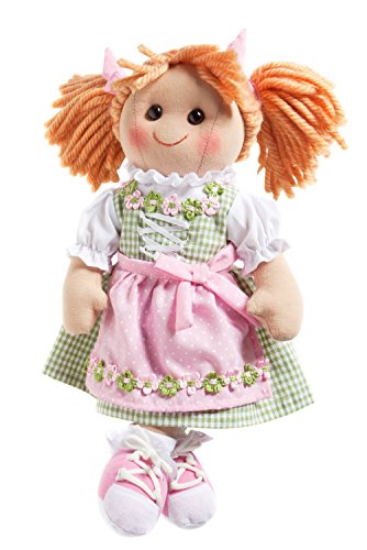Heless 60 – Stoffpuppe Mädchen Sissi im feschen Dirndl, ca. 32 cm große Weich-Puppe, zum Kuscheln, Spielen und Liebhaben von Heless