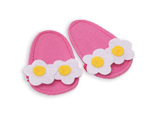 Heless 635 - Bade-Schuhe für Puppen, mit weiß-gelber Blumenapplikation, pink, Größe 35 - 45 cm von Heless