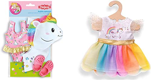 Heless 66 - Schwimmset für Puppen, Einhorn Henri, Größe 35-45 cm & 2850 - Kleid für Puppen, Einhorn Henri, Größe 35-45 cm von Heless