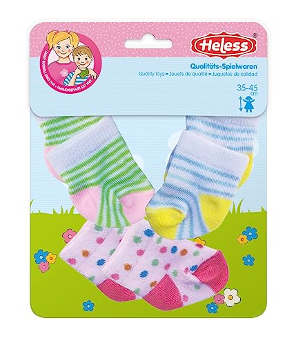 Heless 879 - Puppenkleidung im Design Lustige Tiere, 3er Set Söckchen mit bunten Mustern in 3 Designs, für Puppen und Kuscheltiere der Größe 35-45 cm von Heless