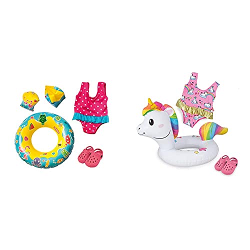 Heless 88 - Schwimmset für Puppen, Badeanzug, ClogsPuppengröße ca. 35-45 cm & 66 - Schwimmset für Puppen, 3 teilig, Motiv Einhorn Henri, Badeanzug, Clogs und Schwimmring, Größe 35-45 cm Heless 88 - Schwimmset für Puppen, Badeanzug, ClogsPuppengröße ca. 35-45 cm & 66 - Schwimmset für Puppen, 3 teilig, Motiv Einhorn Henri, Badeanzug, Clogs und Schwimmring, Größe 35-45 cm von Heless