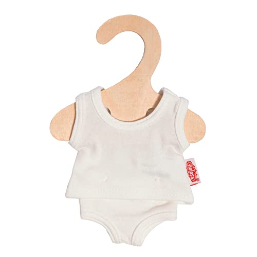 Heless 9221 - Puppenkleidung aus elastischem Jersey Material, 2 teiliges Unterwäsche-Set in Weiß mit Unterhemd und Slip für Puppen und Kuscheltiere der Größe 20 - 25 cm von Heless