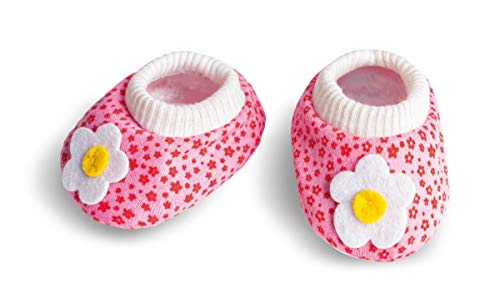 Heless 947 - Schuhe für Puppen, mit weiß-gelber Blumenapplikation, rosa, Größe 38 - 45 cm von Heless