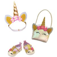 Heless - Glitzer-Einhorn, 3tlg.: Ballerinas, Tasche und Haarband, Gr. 30-34 cm von Heless