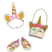 Heless - Glitzer-Einhorn, 3tlg.: Ballerinas, Tasche und Haarband, Gr. 30-34 cm von Heless