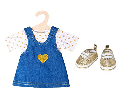 Heless Puppenbekleidungs-Set Jeans-Kleid im Goldstück Design mit goldenen Glitzer-Sneakern, 3 teilig, Größe 35-45 cm Heless Puppenbekleidungs-Set Jeans-Kleid im Goldstück Design mit goldenen Glitzer-Sneakern, 3 teilig, Größe 35-45 cm von Heless