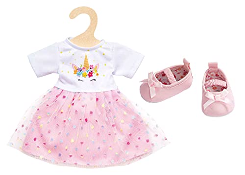 Heless Puppenbekleidungs-Set Kleid Einhorn Hannah mit Ballerinas, 2 teilig, Größe 28 - 35 cm von Heless