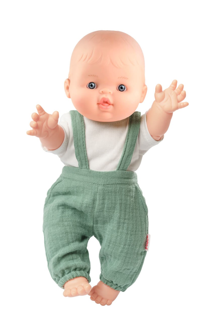 Jungs Babypuppe Paul mit Bio-Latzhose, salbeigrün, 34 cm Jungs Babypuppe Paul mit Bio-Latzhose, salbeigrün, 34 cm von Heless