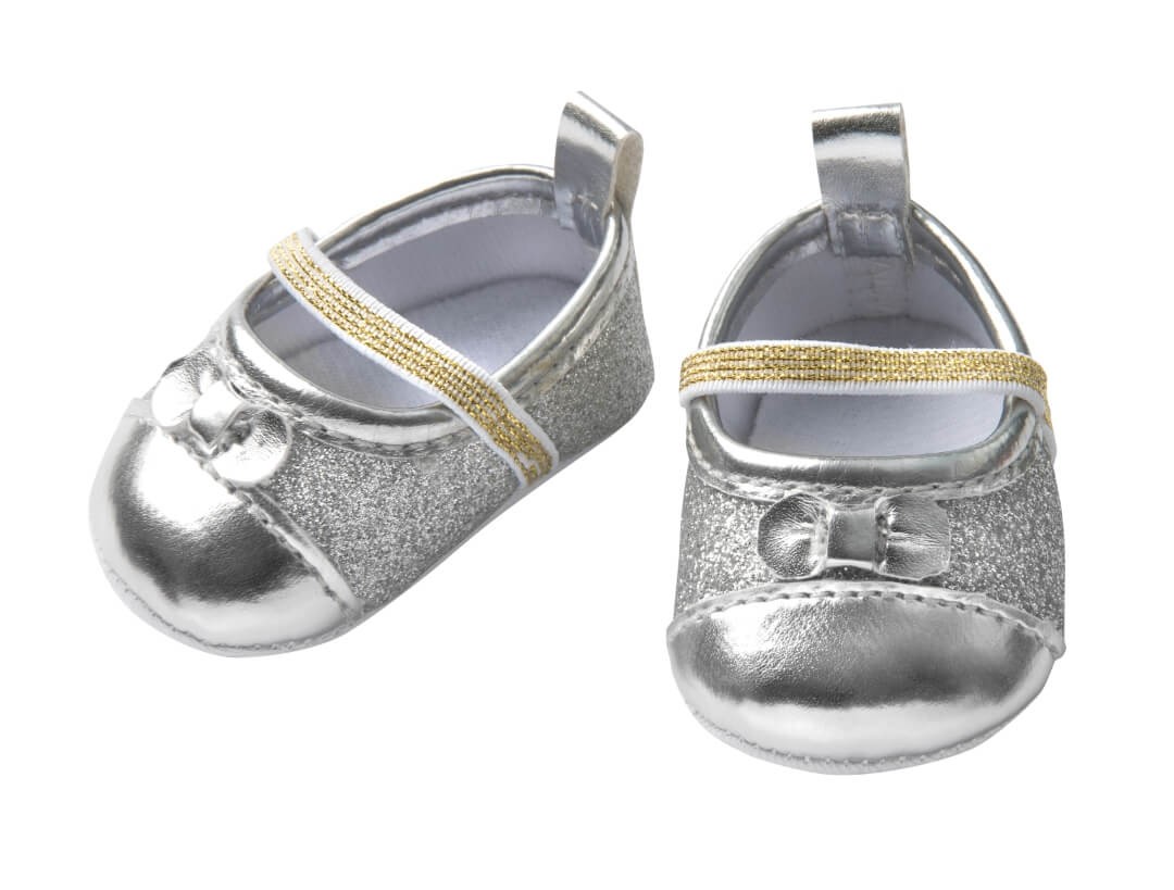 Puppen-Glitzerballerinas, silber, Gr. 38-45 cm von Heless