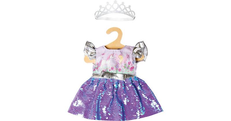 Puppen-Prinzessinnenkleid Fee und Einhorn mit Wendepailletten und silberner Krone, 28-35 cm lila-kombi von Heless