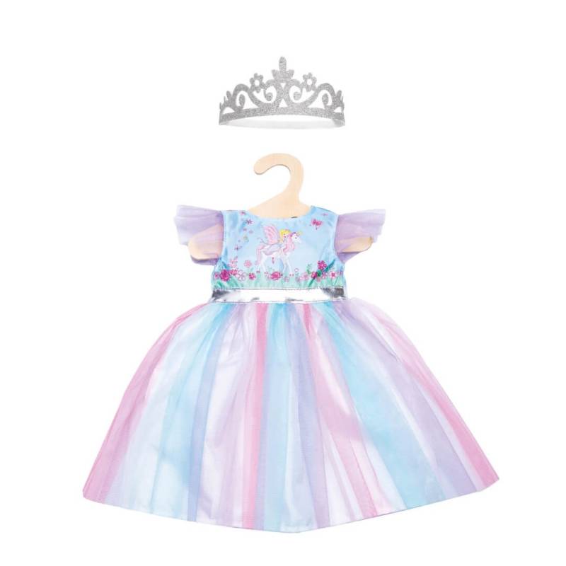 Puppen-Kleid Fee und Einhorn mit silberner Krone, Gr. 28-35 cm von Heless