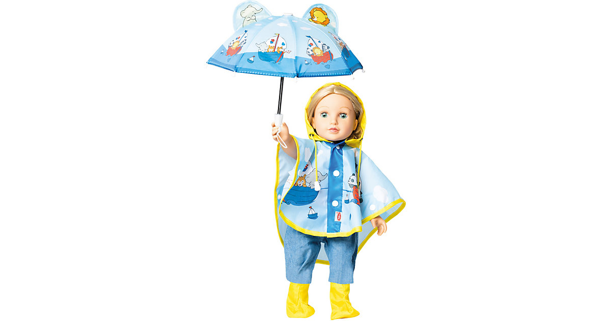 Puppen-Regencape mit Puppenschirm und Regenstiefeln, Gr. 28-35 cm von Heless