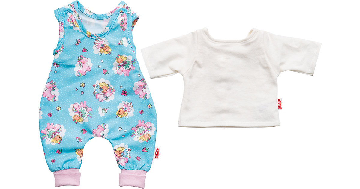 Puppen-Strampler mit T-Shirt Einhorn Emil & Fee Emma, Gr. 35-45 cm blau/weiß Puppen-Strampler mit T-Shirt Einhorn Emil & Fee Emma, Gr. 35-45 cm blau/weiß von Heless