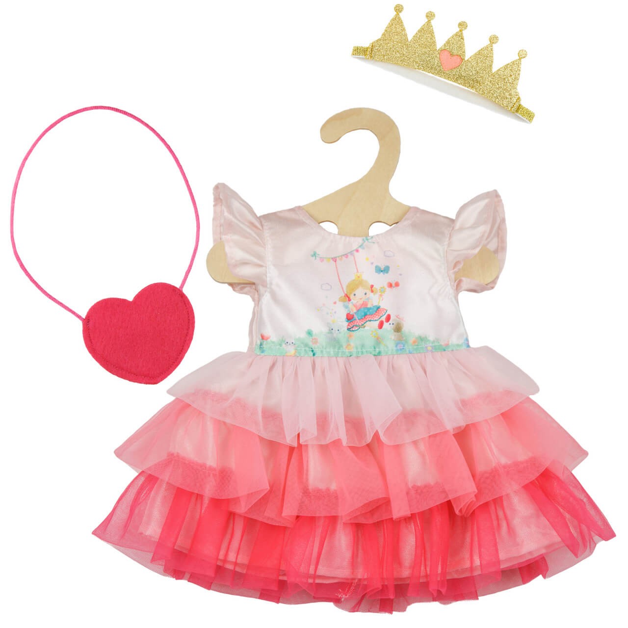 Puppenkleid ''Prinzessin Emily'' mit Herztasche und Krone, Gr. 28-35 cm Puppenkleid ''Prinzessin Emily'' mit Herztasche und Krone, Gr. 28-35 cm von Heless