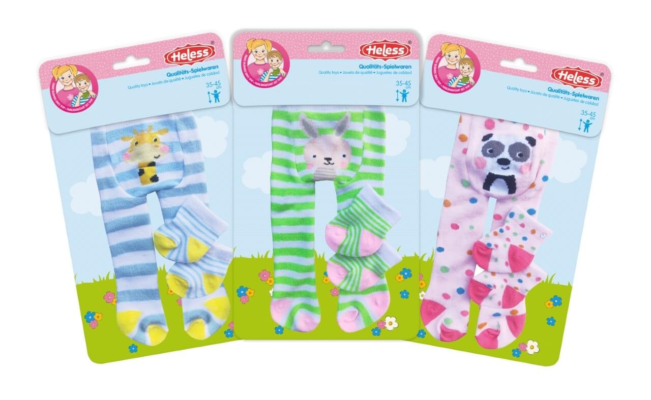 Puppenstrumpfhose mit Söckchen "Lustige Tiere", 1 Set, sortierte Ware, Gr. 28-35 cm Puppenstrumpfhose mit Söckchen "Lustige Tiere", 1 Set, sortierte Ware, Gr. 28-35 cm von Heless