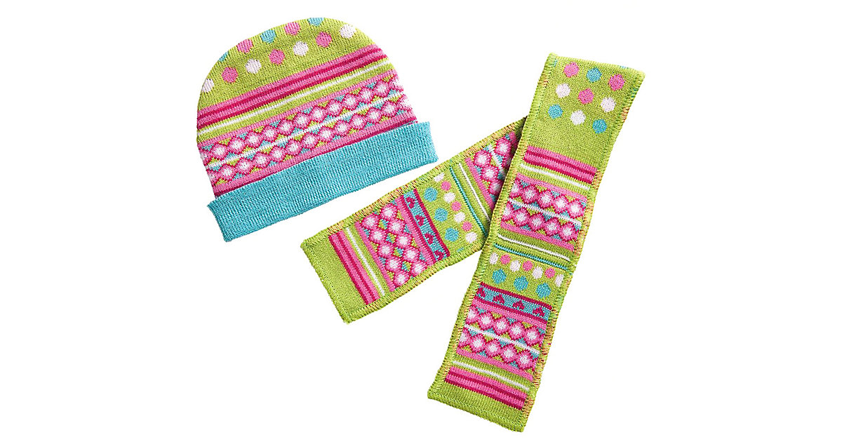 Set Puppen-Mütze und Schal Froschi Gr. 38-45 cm grün-kombi Set Puppen-Mütze und Schal Froschi Gr. 38-45 cm grün-kombi von Heless
