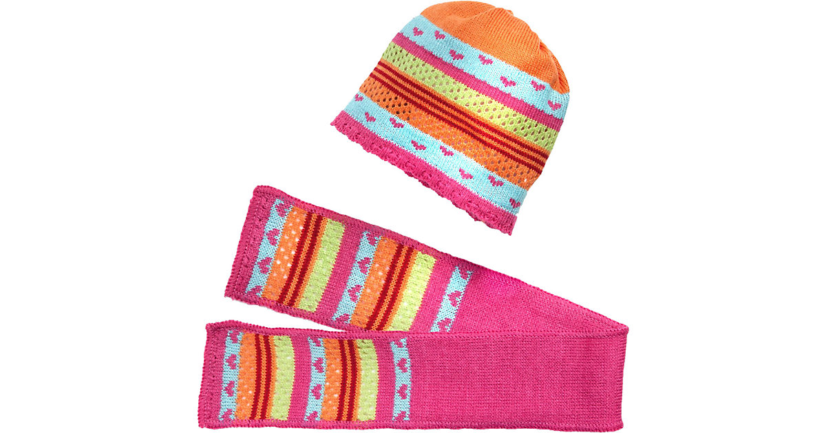 Set Puppen-Mütze und Schal Hearty, Gr. 35-45 cm pink-kombi Set Puppen-Mütze und Schal Hearty, Gr. 35-45 cm pink-kombi von Heless