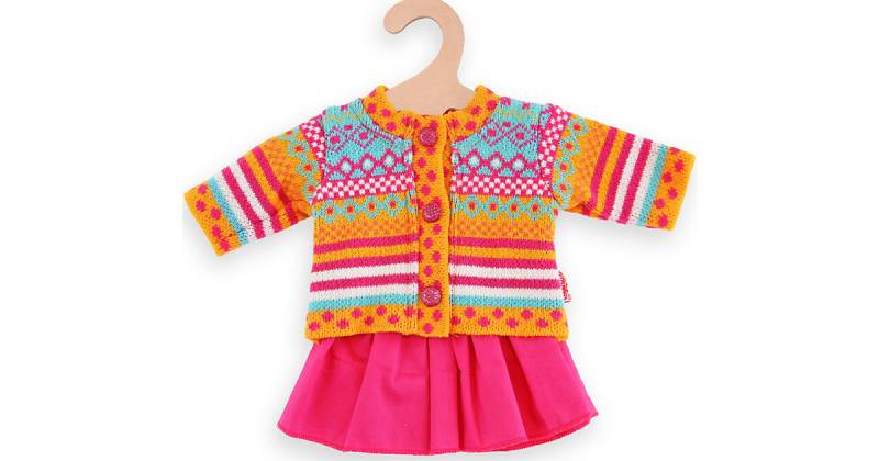 Puppen-Strickjacke und Röckchen Jolly Gr. 28-35 cm orange/pink von Heless