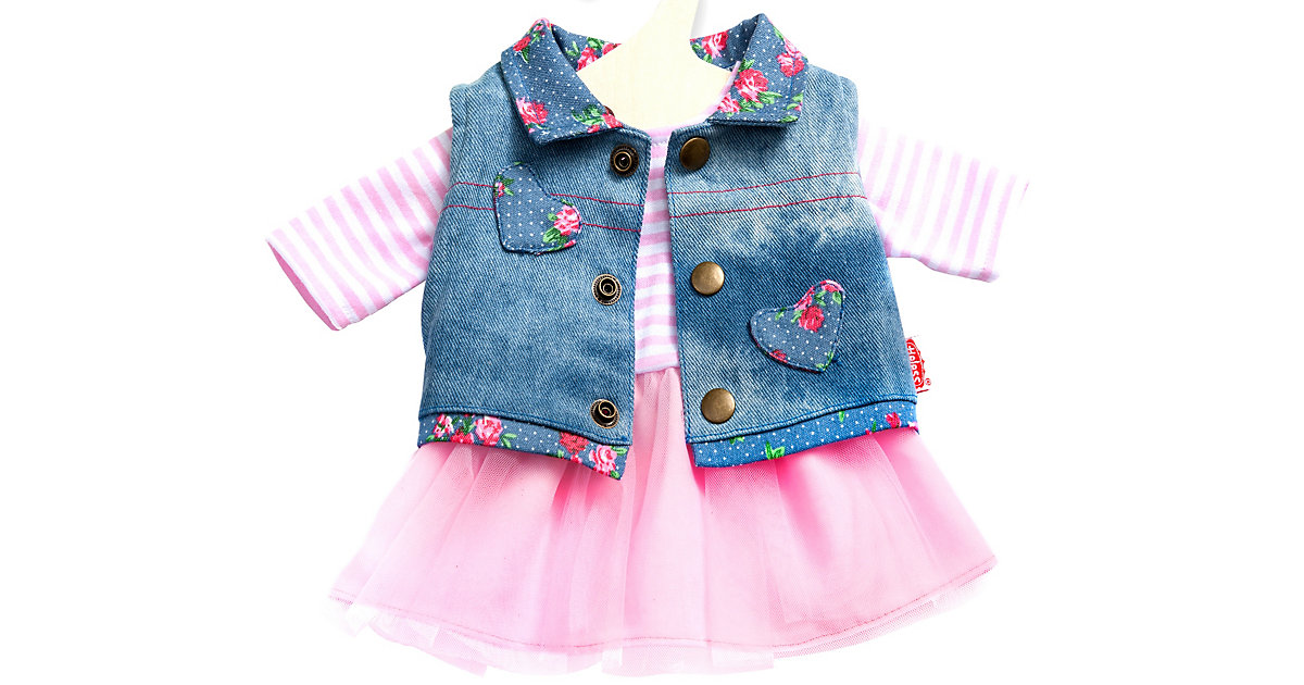 Puppen-Tüllkleid mit Jeansweste, Gr. 35-45 cm pink/blau Puppen-Tüllkleid mit Jeansweste, Gr. 35-45 cm pink/blau von Heless