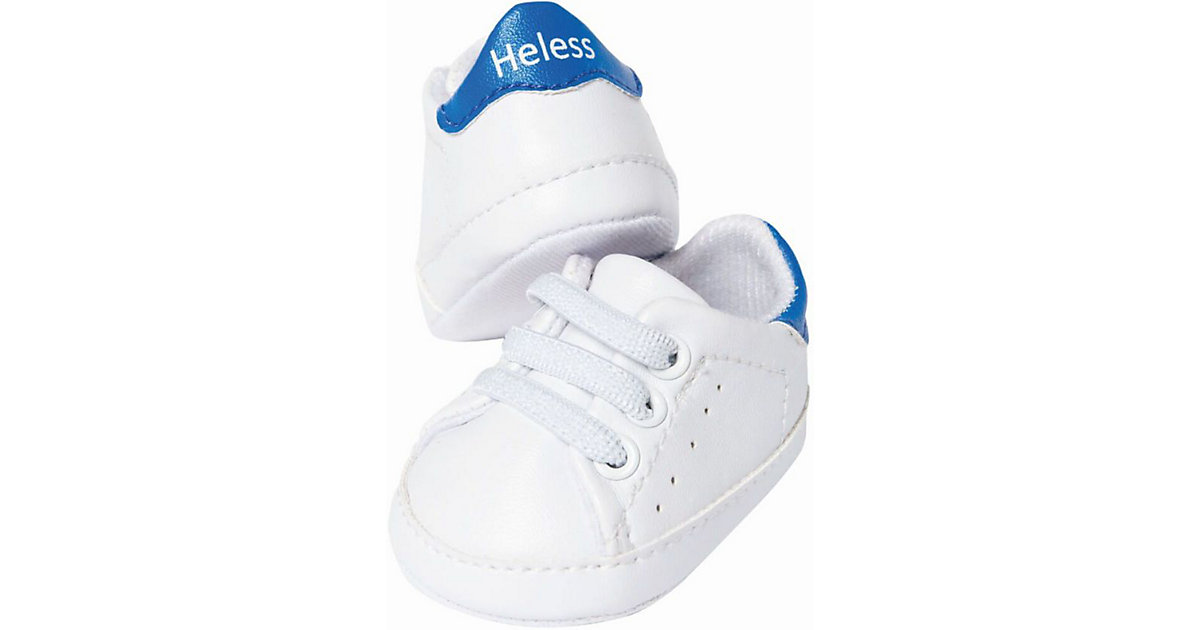 Weiße Puppen-Sneakers, Gr. 30-34 cm blau/weiß von Heless