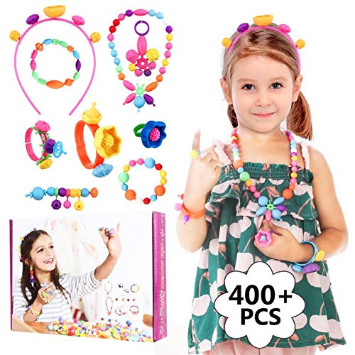 HellDoler Pop Perlen,400st DIY Kinderschmuck Kit,Pädagogisches Kunsthandwerk Spielzeug Pop Snap Perlen Set,um Halsketten,Armbänder,Ringe für Kinder Mädchen Kleinkinder zu Machen von HellDoler