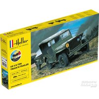 HELLER 57105 1:35 [10 STARTER KIT US 1/4 Ton Truck 'n Trailer von Heller