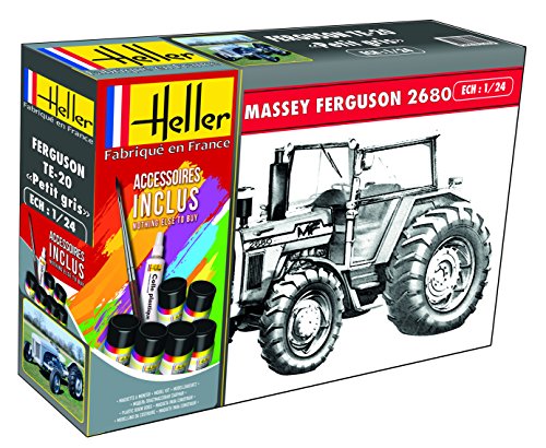 Heller 57402 Massey-Ferguson 2680, mit Farbe, Kleber, Pinsel Modellbausatz, grau von heller