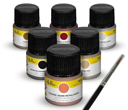 Heller 9404 Colour Set Oldtimer Acrylic 6 x 12 ml + Brush von Heller