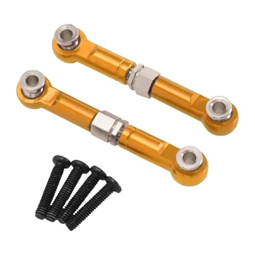 Hellery 2 Stück Rc Auto Lenkstangen Set Aus Aluminiumlegierung Verstellbare Spurstangen Lenkgestänge für 1 14 Rc Modellautos Und Langlebig für Ersatzt, Gold von Hellery