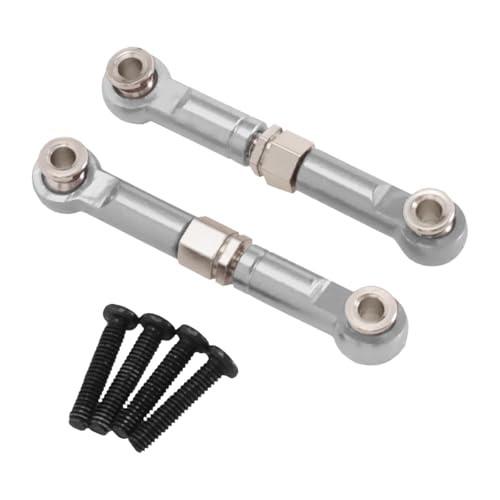 Hellery 2 Stück Rc Auto Lenkstangen Set Aus Aluminiumlegierung Verstellbare Spurstangen Lenkgestänge für 1 14 Rc Modellautos Und Langlebig für Ersatzt, Silber von Hellery