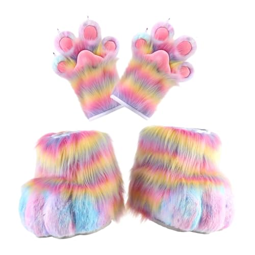 Hellery Cosplay Krallenhandschuhe mit Pelzigen Stiefeln Handhandschuhe für von Hellery