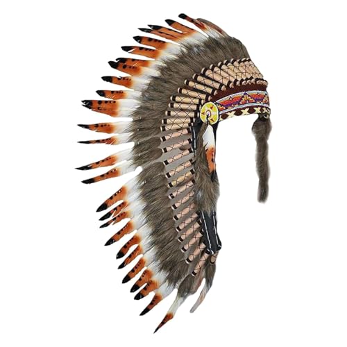 Hellery Indianer Häuptling Kopfschmuck Kostüm Karneval Tanzshow Verkleidung Accessoire von Hellery