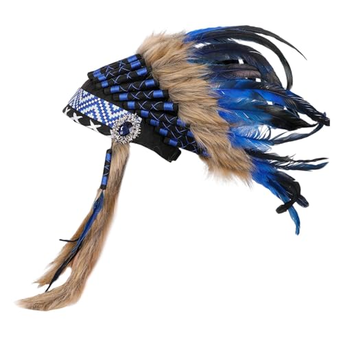Hellery Indianer Kopfschmuck für Maskenball, Festival, Rollenspiele, Blau von Hellery