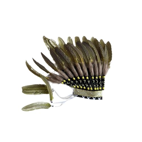 Hellery Indianer-Kopfschmuck mit Federn, origineller Häuptlingshut für Männer und Frauen, Gelb von Hellery