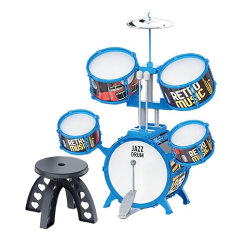 Hellery Jazz-Schlagzeug für Kinder, Lernspielzeug, Percussion, Musikspielzeug für Kinder mit Trommelstöcken, Hocker für Trommelaktivitäten, Party, Bühnenshow , Blauer Rand Hellery Jazz-Schlagzeug für Kinder, Lernspielzeug, Percussion, Musikspielzeug für Kinder mit Trommelstöcken, Hocker für Trommelaktivitäten, Party, Bühnenshow , Blauer Rand von Hellery