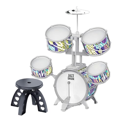 Hellery Jazz-Schlagzeug für Kinder, Lernspielzeug, Percussion, Musikspielzeug für Kinder mit Trommelstöcken, Hocker für Trommelaktivitäten, Party, Bühnenshow , Grauer Rand Hellery Jazz-Schlagzeug für Kinder, Lernspielzeug, Percussion, Musikspielzeug für Kinder mit Trommelstöcken, Hocker für Trommelaktivitäten, Party, Bühnenshow , Grauer Rand von Hellery