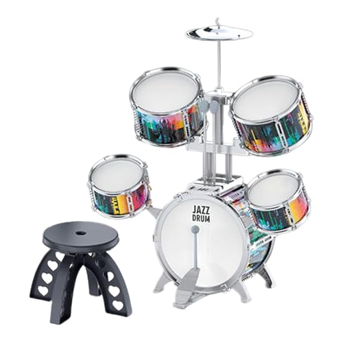 Hellery Jazz-Schlagzeug für Kinder, Lernspielzeug, Percussion, Musikspielzeug für Kinder mit Trommelstöcken, Hocker für Trommelaktivitäten, Party, Bühnenshow , Silberrand Hellery Jazz-Schlagzeug für Kinder, Lernspielzeug, Percussion, Musikspielzeug für Kinder mit Trommelstöcken, Hocker für Trommelaktivitäten, Party, Bühnenshow , Silberrand von Hellery