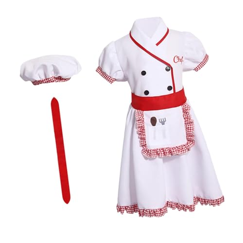 Hellery Kids Chef Kostüm Set Weich Bequemer Kinder Kochen Backset für Themenparty, M von Hellery