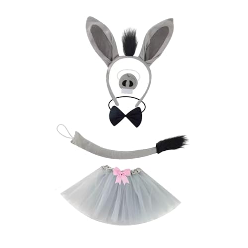 Hellery Kostümzubehör Set, Modische Ohren, Stirnband, Nase Und Schwanz für Halloween, mit Tüllrock Hellery Kostümzubehör Set, Modische Ohren, Stirnband, Nase Und Schwanz für Halloween, mit Tüllrock von Hellery