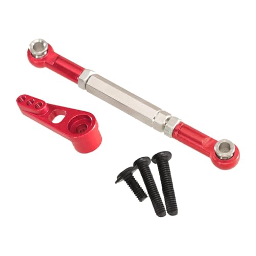 Hellery Lenkservoarm (25T) Aluminium, Anpassbare Länge, Metall Lenkstange für 104001 1/10 RC Zubehör, Rot von Hellery