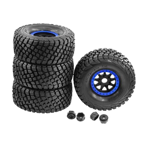 Hellery Rc Auto Reifen 4 Stück Hochwertige Ersatzreifen mit Verbinder für 1/7 Und 1/8 Short Cards Und Desert Trucks für Und Rennstrecken, Blau von Hellery