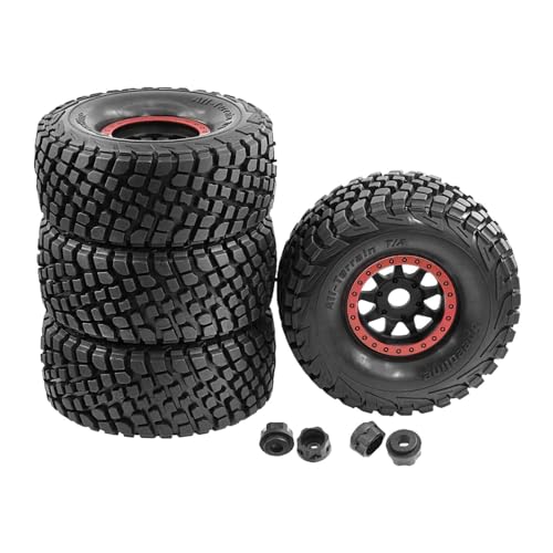 Hellery Rc Auto Reifen 4 Stück Hochwertige Ersatzreifen mit Verbinder für 1/7 Und 1/8 Short Cards Und Desert Trucks für Und Rennstrecken, Rot von Hellery
