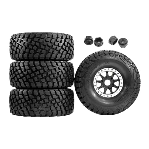 Hellery Rc Auto Reifen 4 Stück Hochwertige Ersatzreifen mit Verbinder für 1/7 Und 1/8 Short Cards Und Desert Trucks für Und Rennstrecken, Silber von Hellery