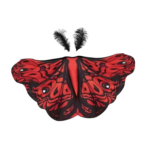 Hellery Schmetterlingsflügel Cape Halloween Kostüm Festliches Verkleidung Cosplay Accessoire Bequem Elegant für Maskenbälle Theateraufführungen, Rot Schwarz Hellery Schmetterlingsflügel Cape Halloween Kostüm Festliches Verkleidung Cosplay Accessoire Bequem Elegant für Maskenbälle Theateraufführungen, Rot Schwarz von Hellery